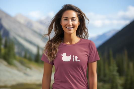 New! Women's Duck It Logo T-Shirt - Crew Neck Berry