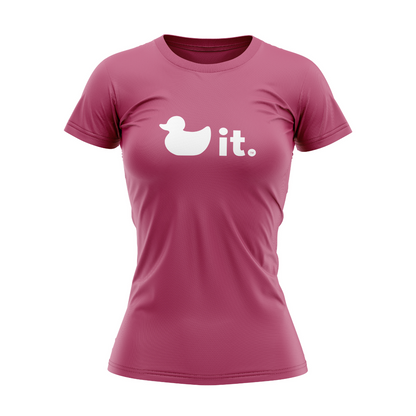 New! Women's Duck It Logo T-Shirt - Crew Neck Berry