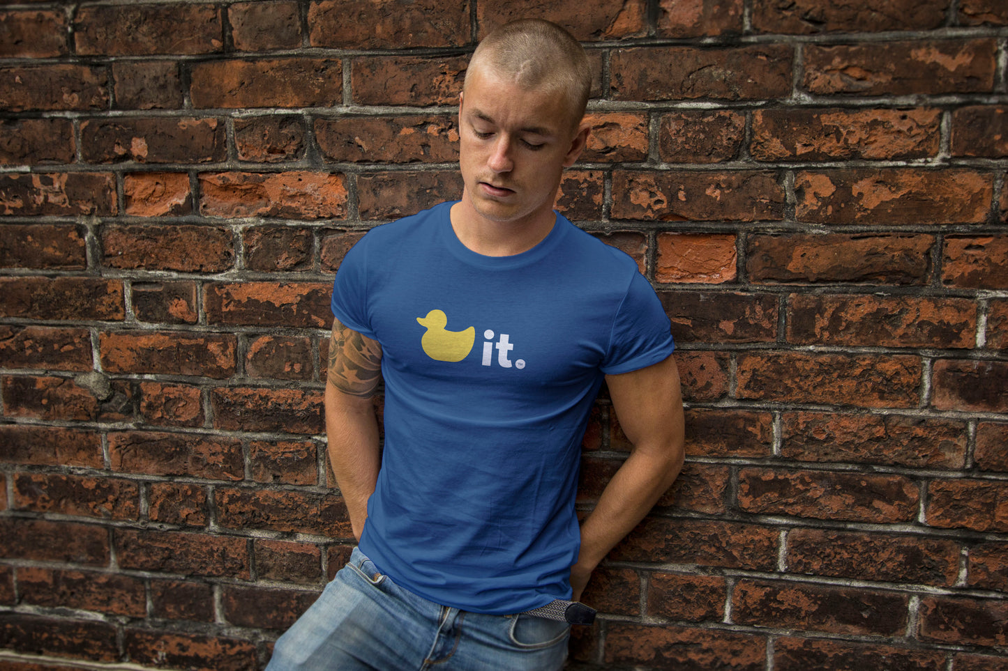 New! Unisex Duck It Logo Shirt - Cool Blue