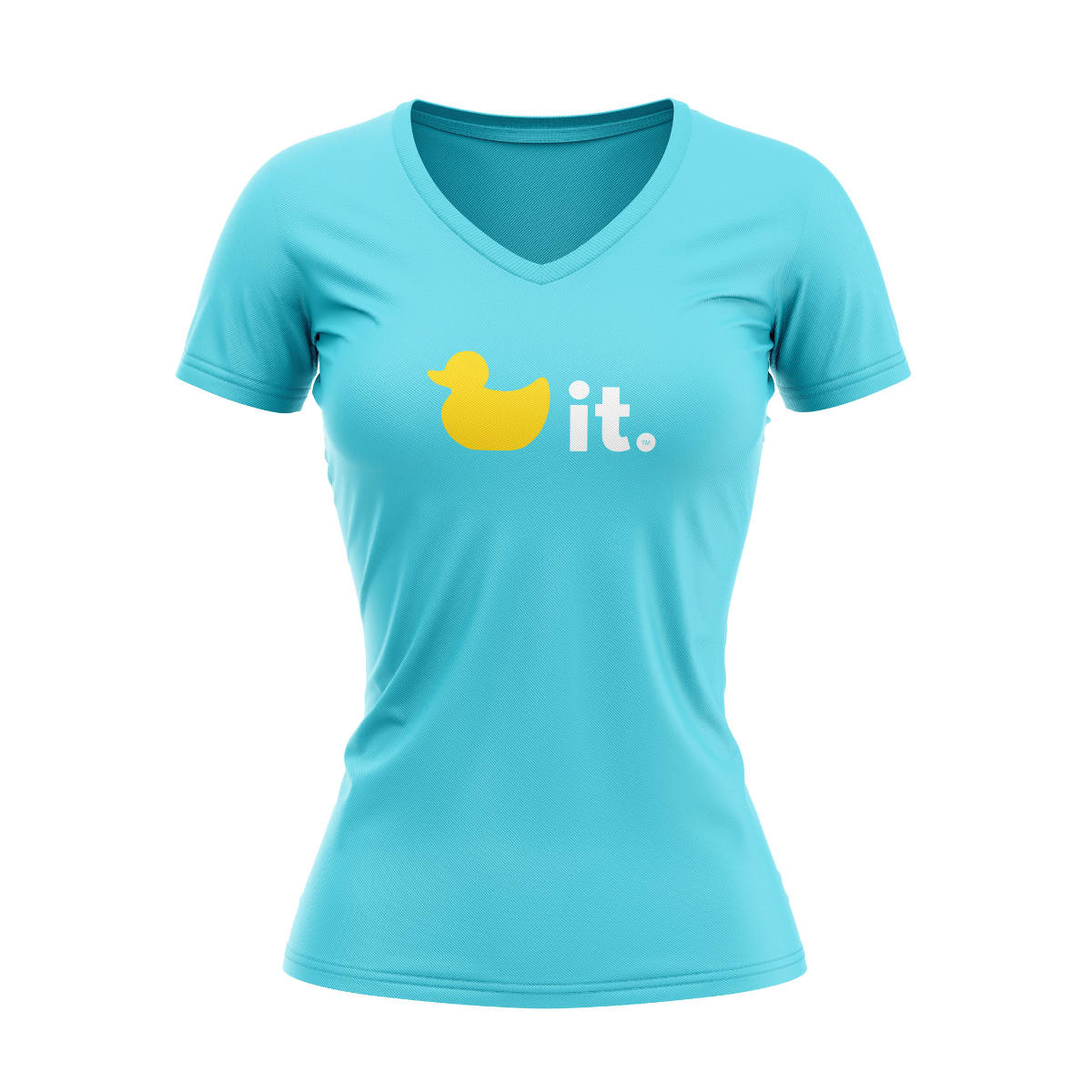 New! Women's Duck It Logo T-Shirt - V-Neck Turquoise