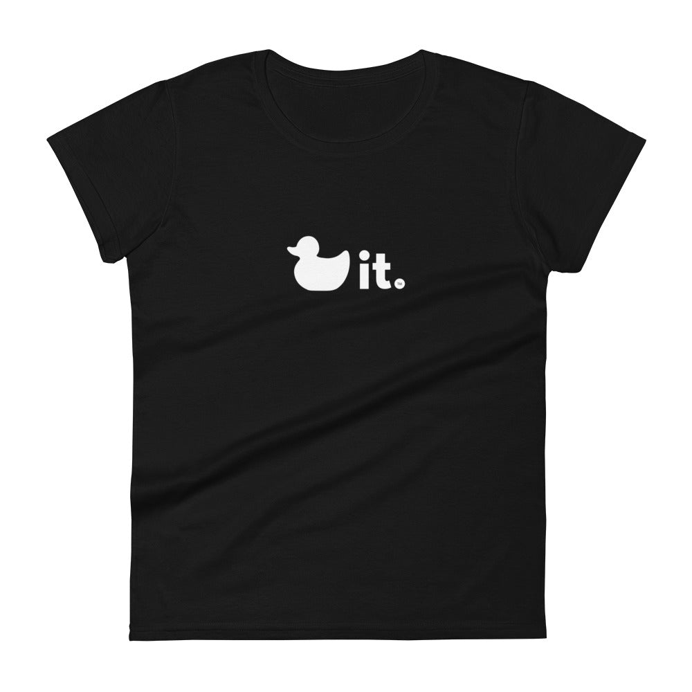 Black women's duck it logo shirt