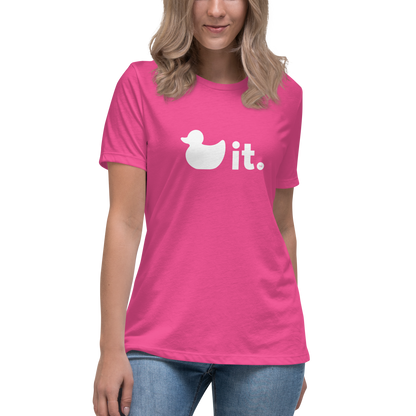 New! Women's Duck It Logo T-Shirt - Crew Neck Berry