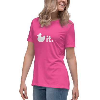 New! Women's Duck It Logo T-Shirt - Crew Neck Berry